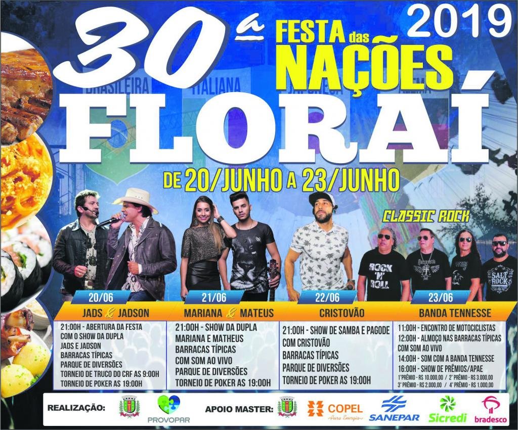 Confiram as atrações da 30ª Festa das Nações de Floraí.