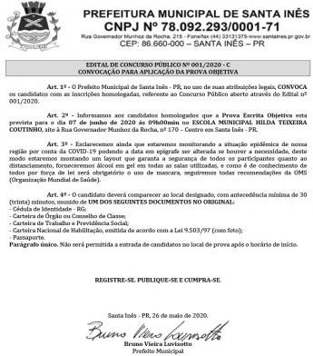 Em época de coronavírus, Prefeitura de Santa Inês mantém prova...