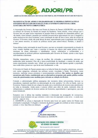 Manifestação de apoio e solidariedade às medidas impostas pelo Governo...