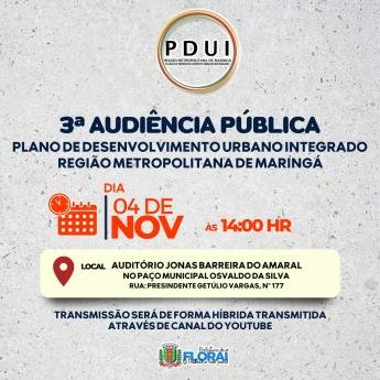 Floraí promove 3ª audiência pública do Plano de Desenvolvimento Urbano...