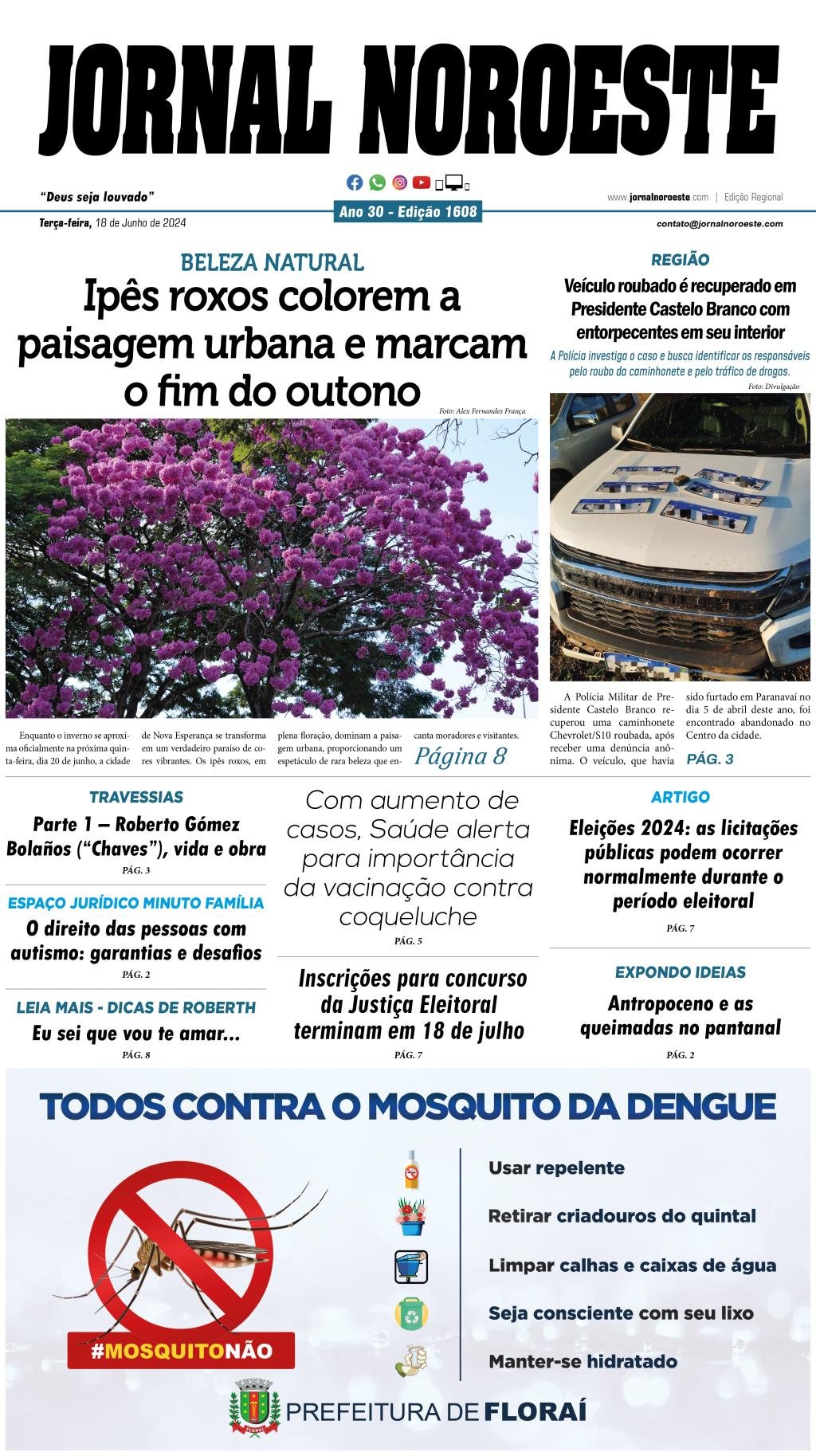 Jornal Noroeste Edição 1608 desta terça-feira, 18 de junho de...