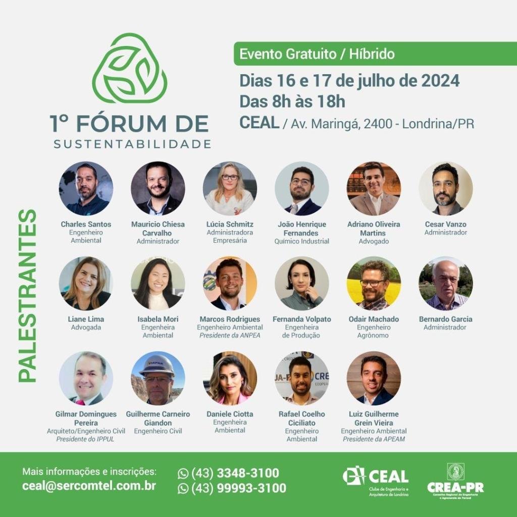 CEAL e Crea-PR promovem o 1º Fórum sobre sustentabilidade- rumo...