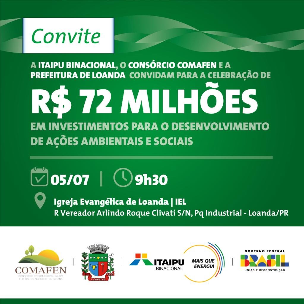 Itaipu, Consórcio Comafen e Prefeitura de Loanda celebram investimento de R$ 72...
