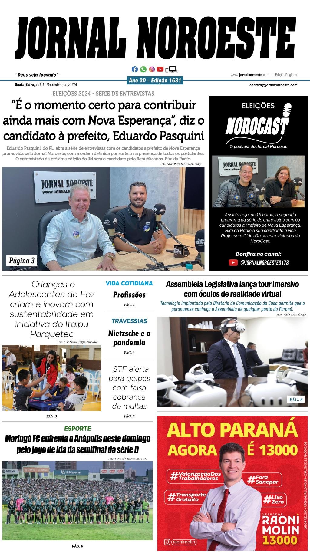 Jornal Noroeste edição 1631 desta sexta-feira, 06 de dezembro de...