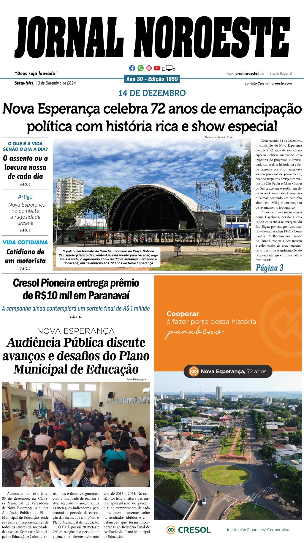 Jornal Noroeste: Edição 1659 desta sexta-feira, 13 de dezembro de...