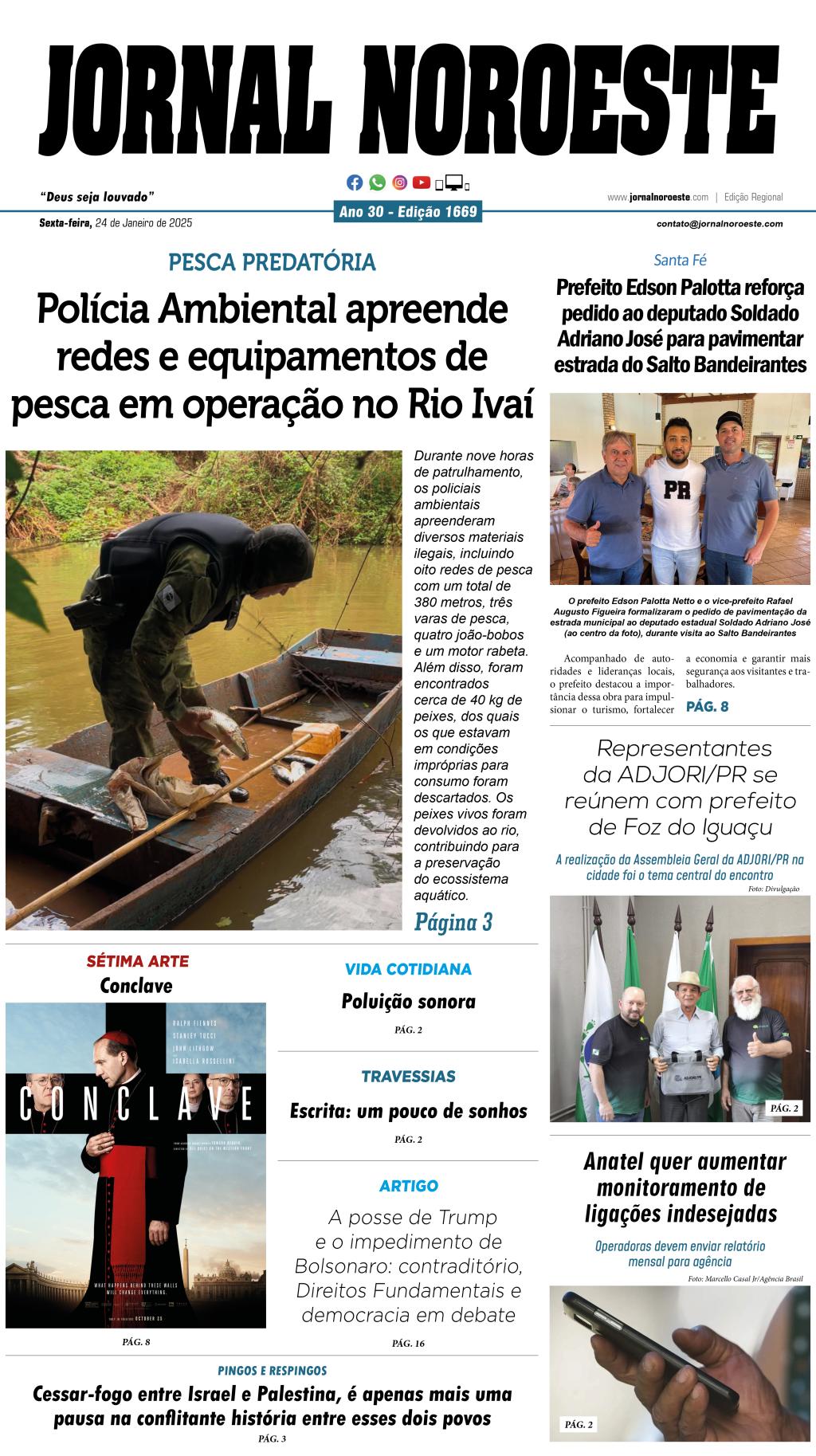 Edição 1669 do Jornal Noroeste desta sexta-feira, 24 de janeiro...