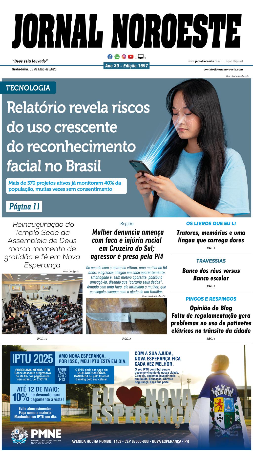 Jornal Noroeste Edição 1697 desta sexta-feira, 09 de maio de 2025