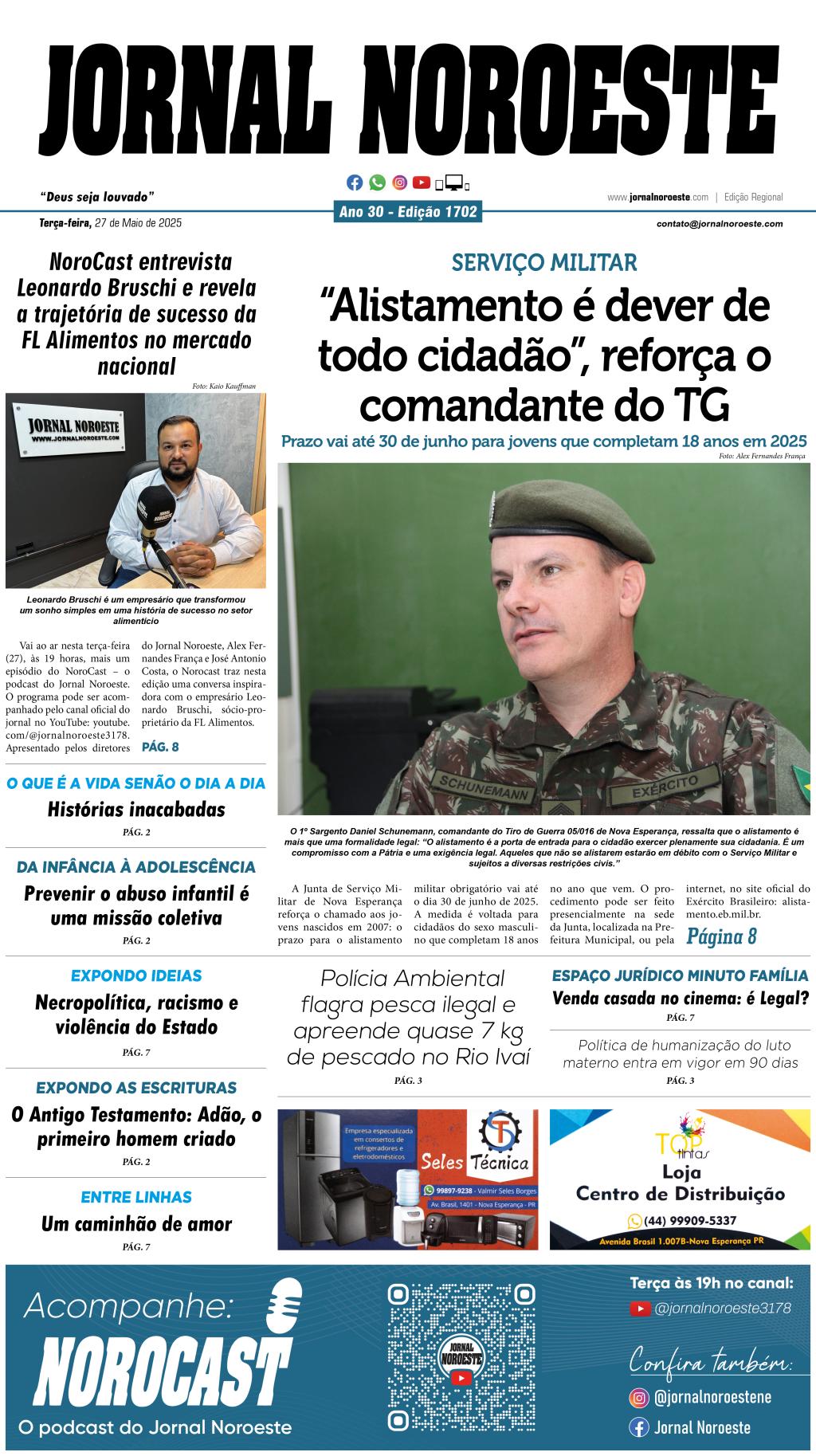 Jornal Noroeste edição 1702 desta terça-feira, 27 de maio de...