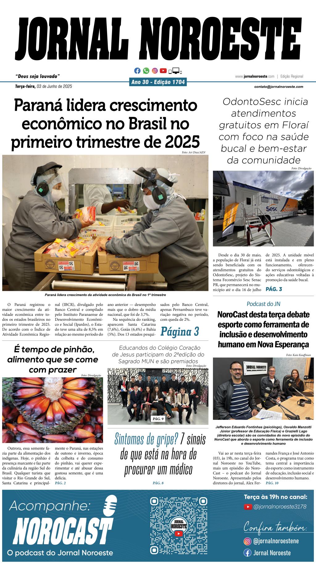Jornal Noroeste Edição 1704 desta terça-feira, 03 de junho de...
