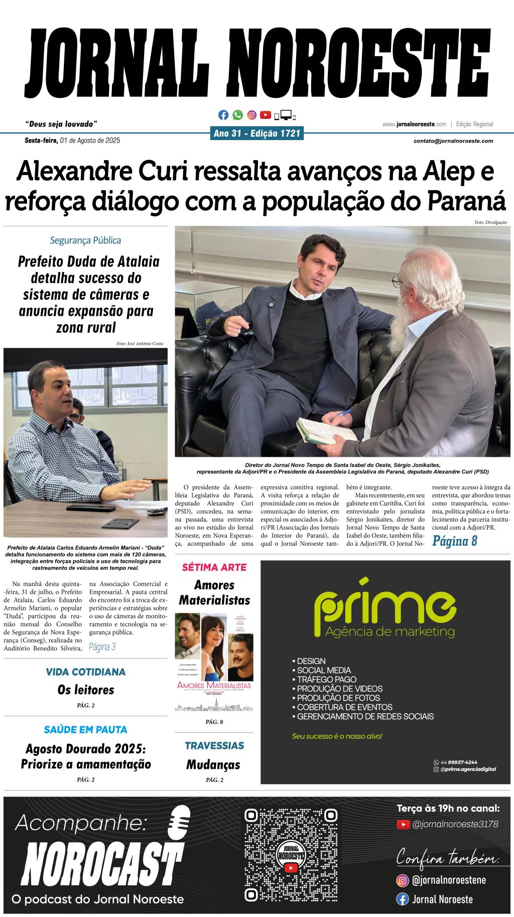 Jornal Noroeste - Edição 1721 desta sexta-feira, 01 de agosto...