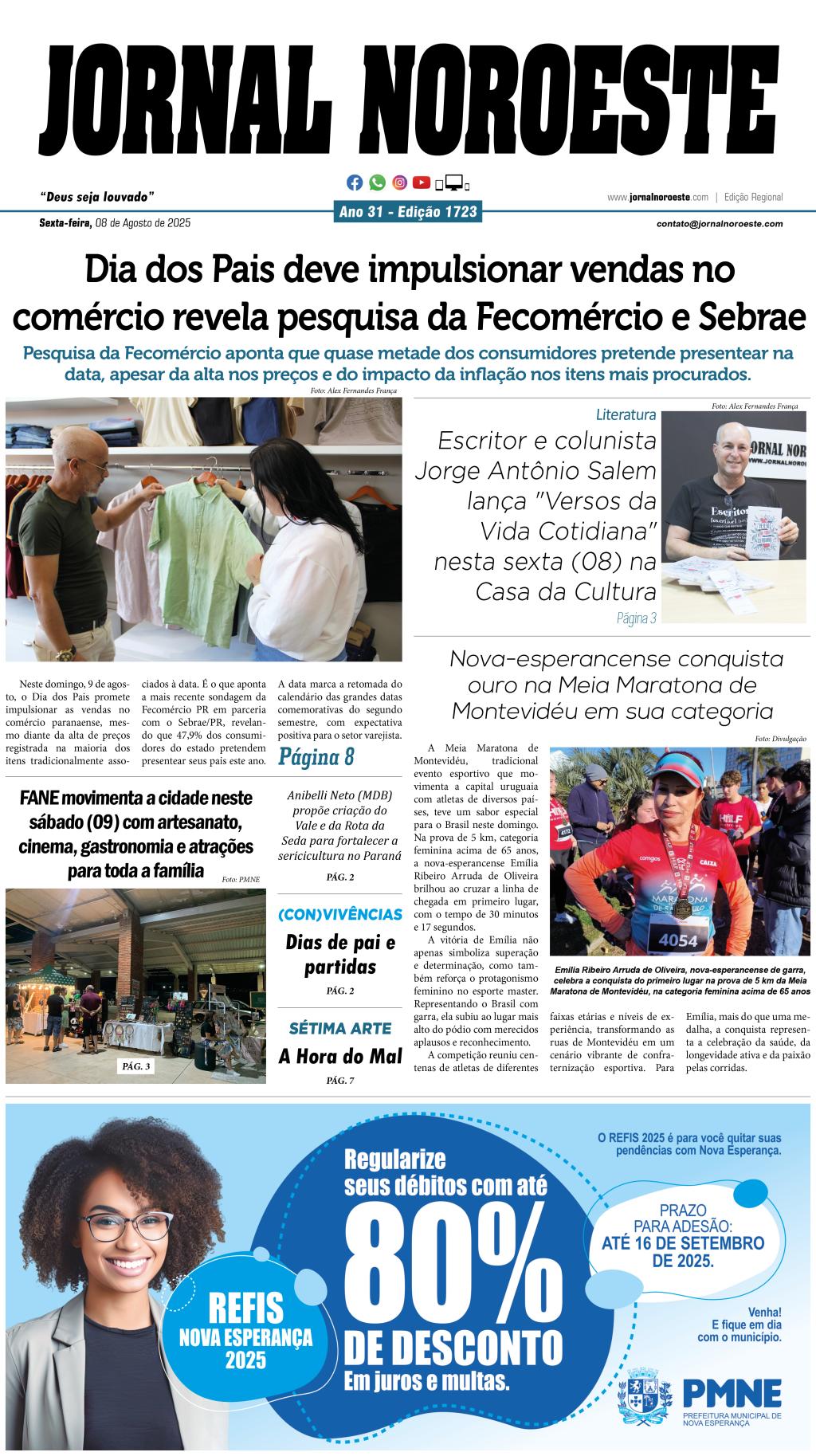 Jornal Noroeste Edição 1723 desta sexta-feira, 08 de agosto de...