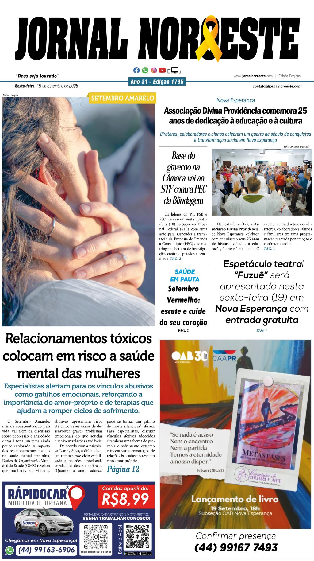 Jornal Noroeste edição 1735 desta sexta-feira, 19 de setembro de...