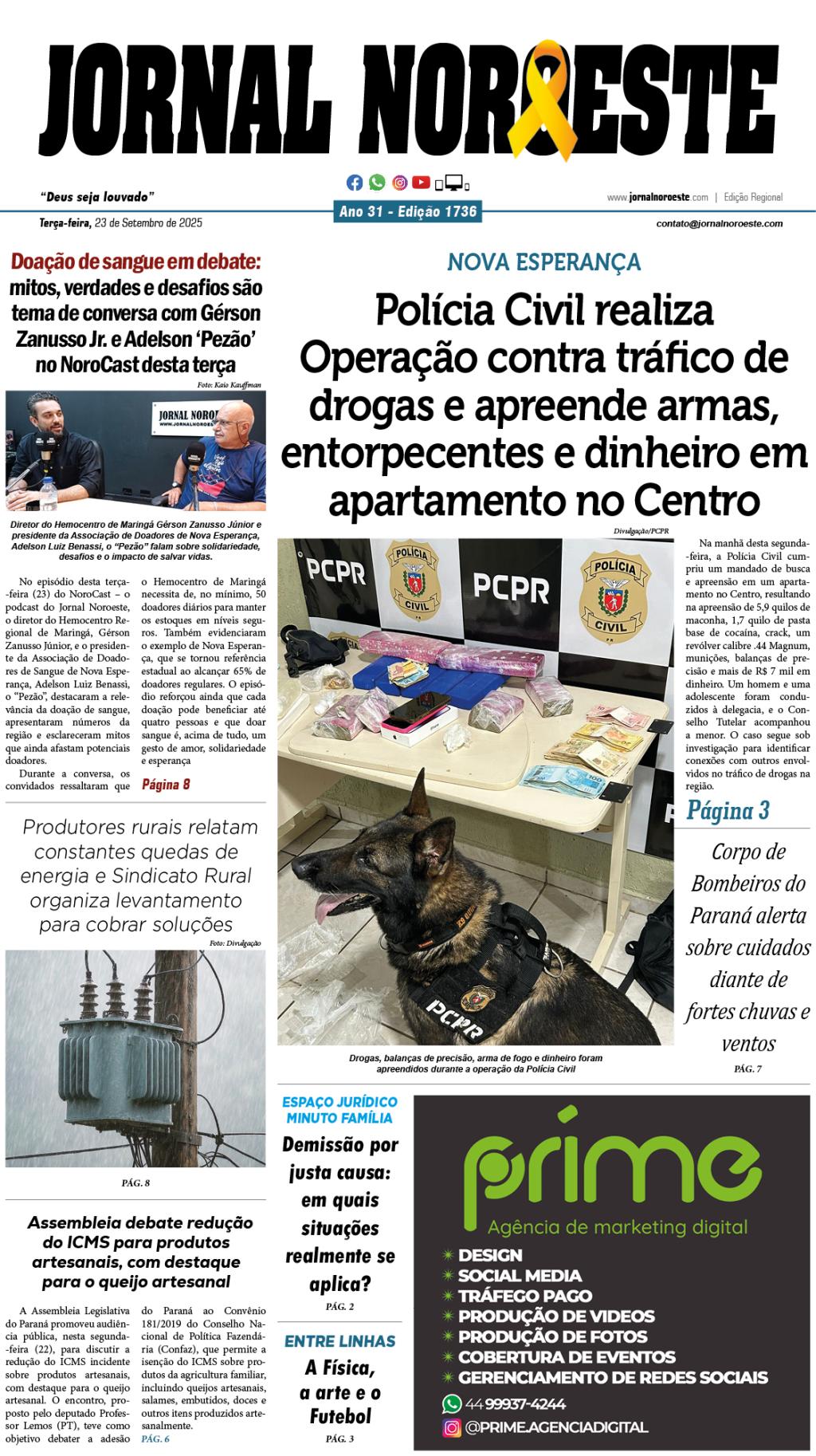 Jornal Noroeste edição 1736 desta terça-feira, 23 de setembro de...