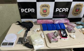Polícia Civil apreende grande quantidade de drogas e arma de...