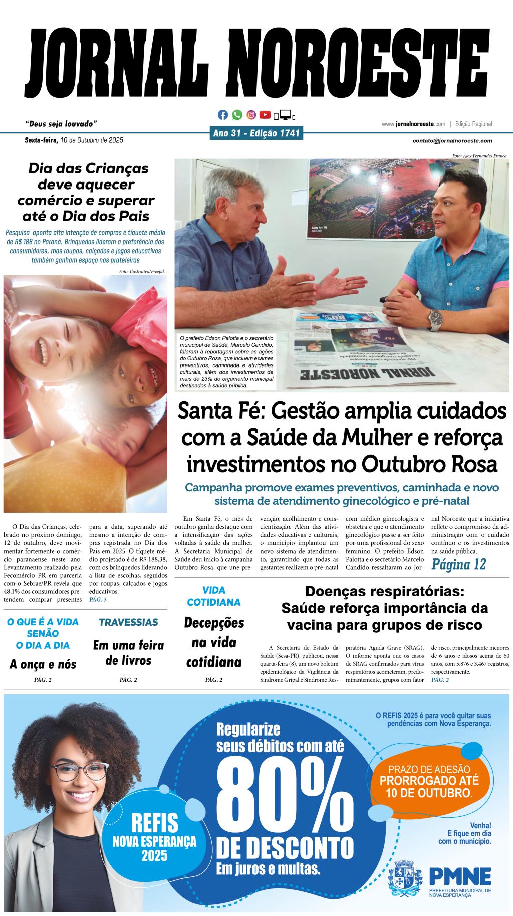 Jornal Noroeste – Edição 1741 desta sexta-feira, 10 de outubro de 2025