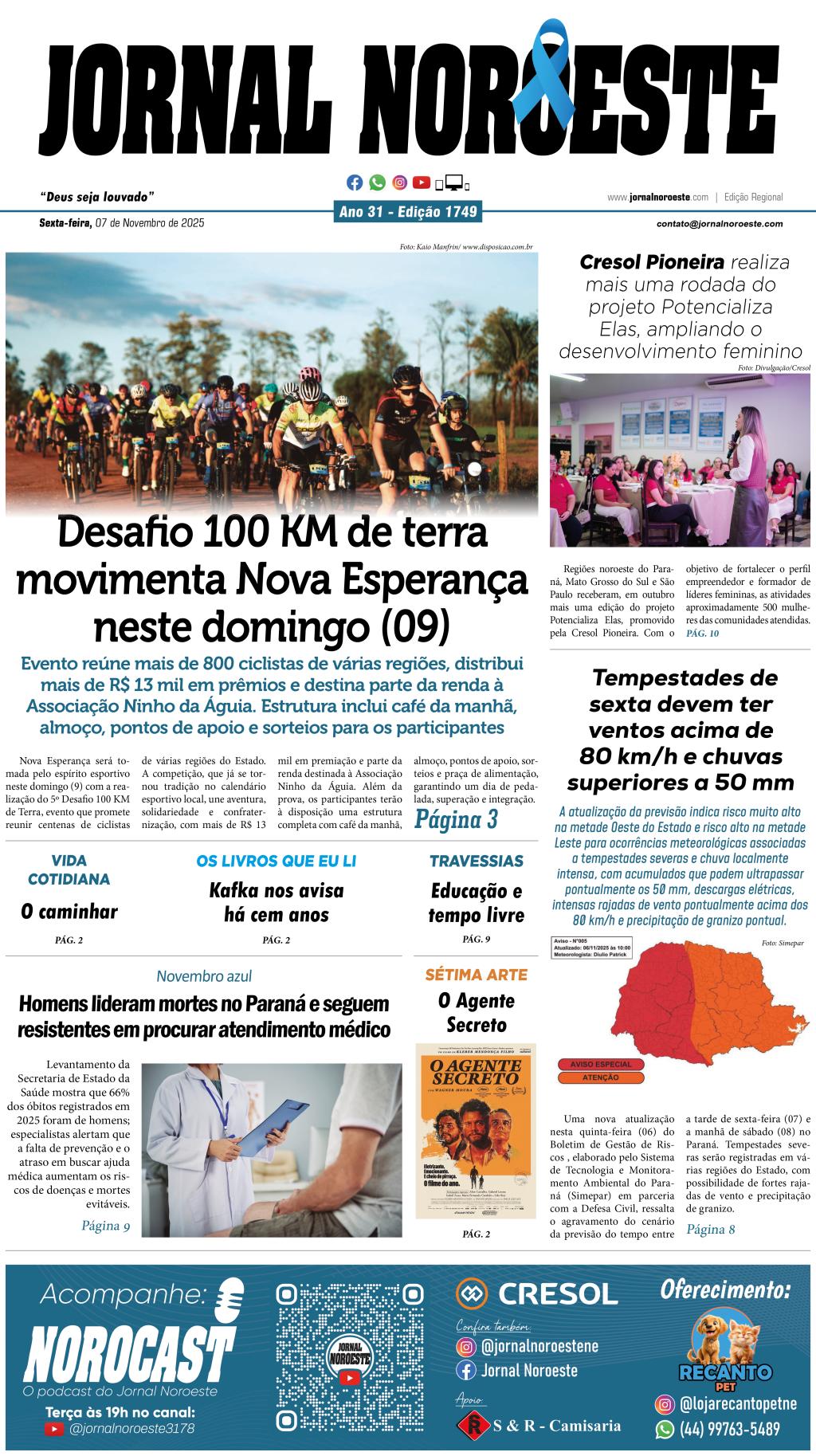 Jornal Noroeste  edição 1749 desta sexta-feira, 07 de novembro...