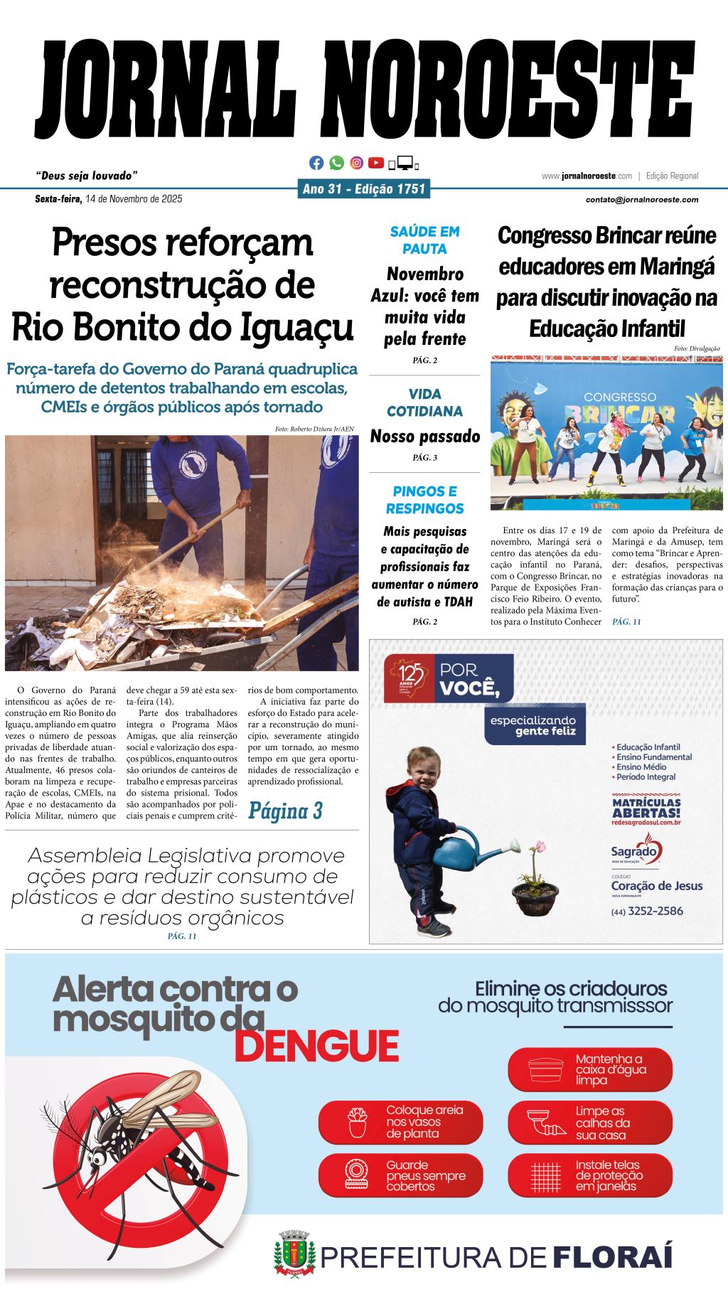 Jornal Noroeste edição 1751 desta sexta-feira, 14 de novembro de...