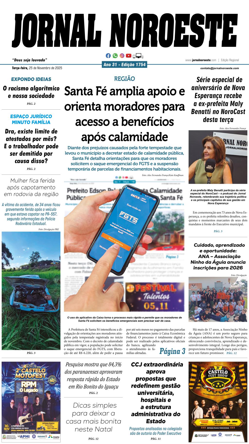 Jornal Noroeste - Edição 1754 desta terça-feira, 25 de novembro de 2025