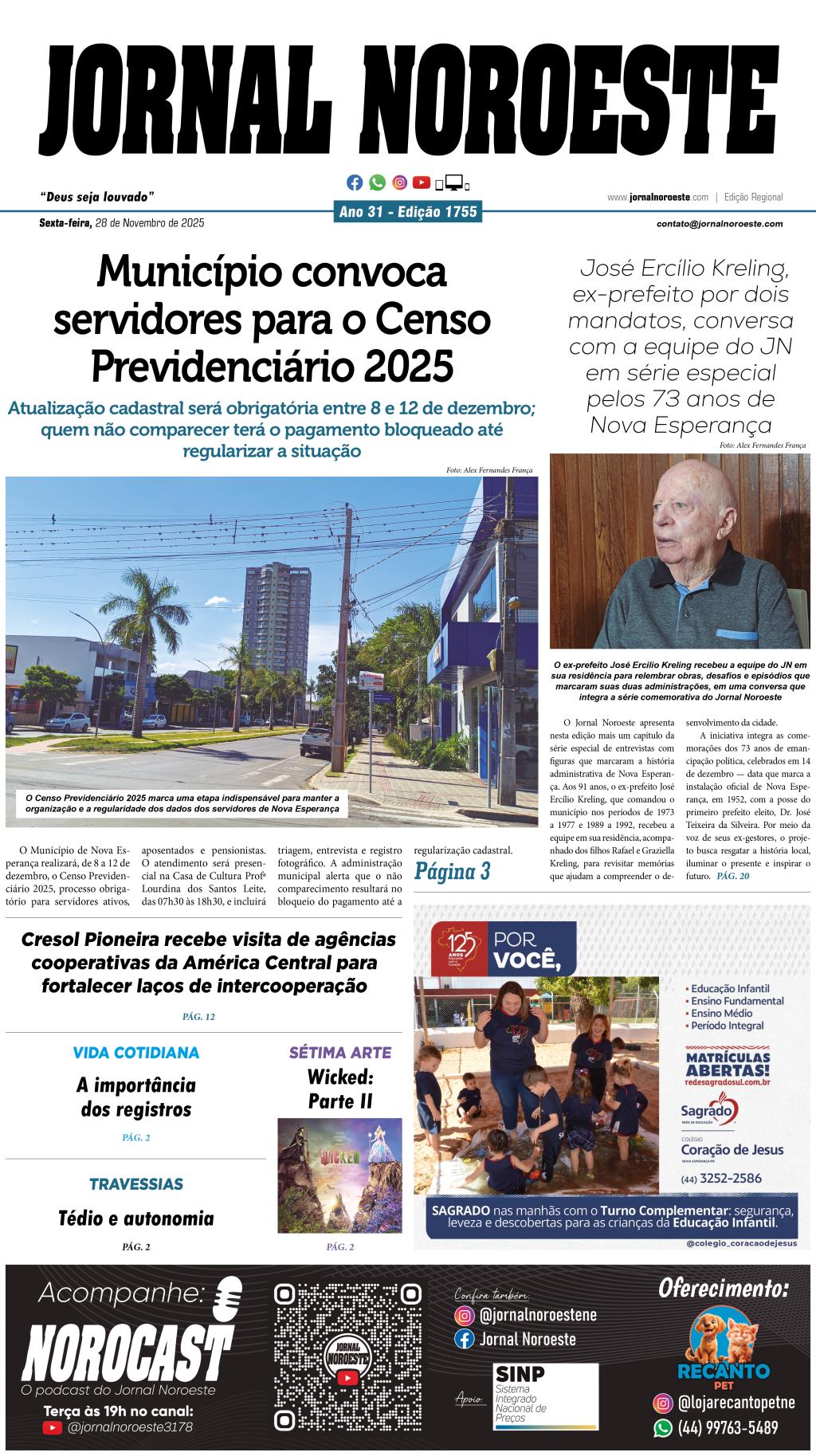 Jornal Noroeste - edição 1755 desta sexta-feira, 28 de novembro de 2025