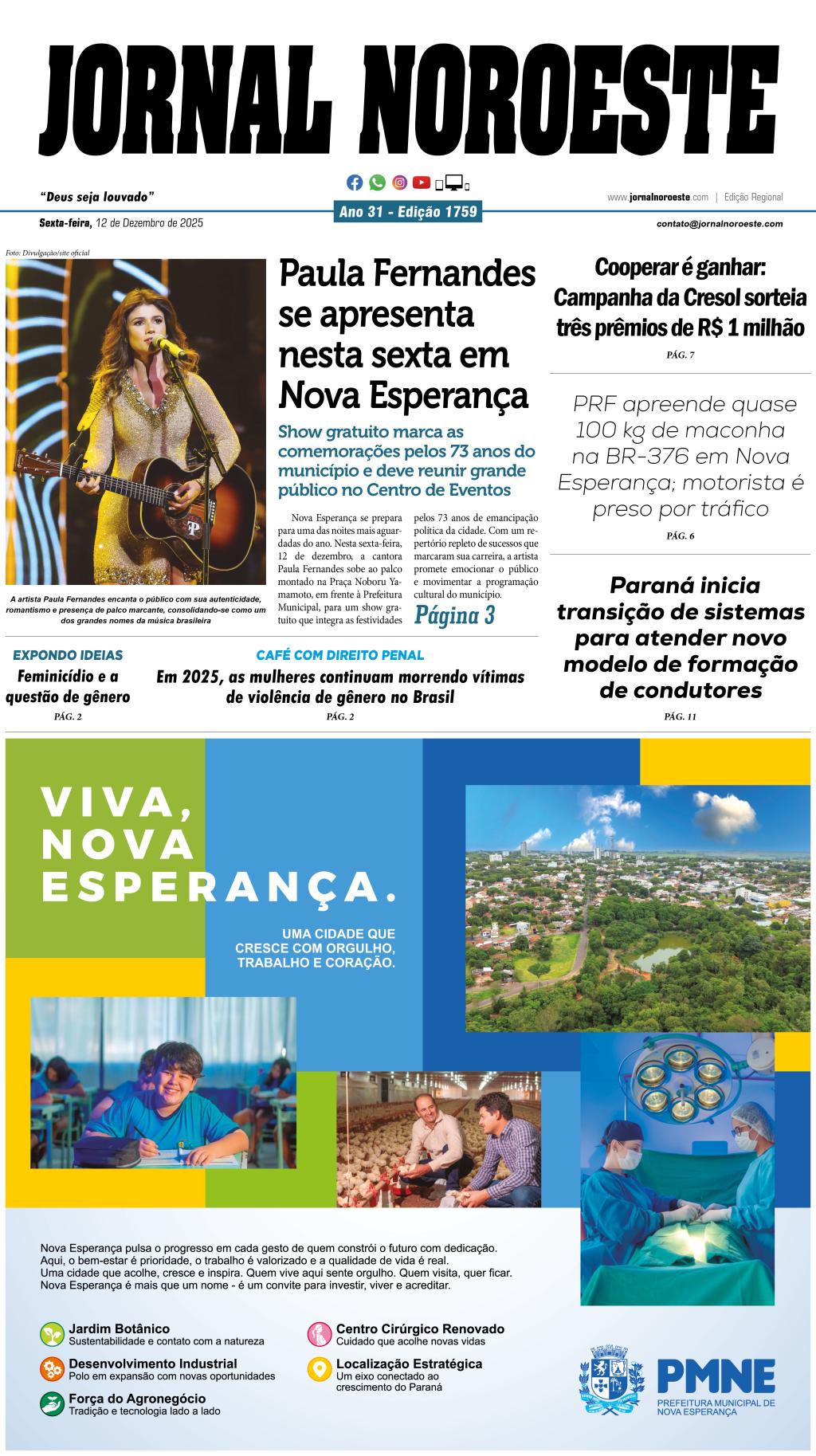 Jornal Noroeste – Edição 1759 desta sexta-feira, 12 de novembro...