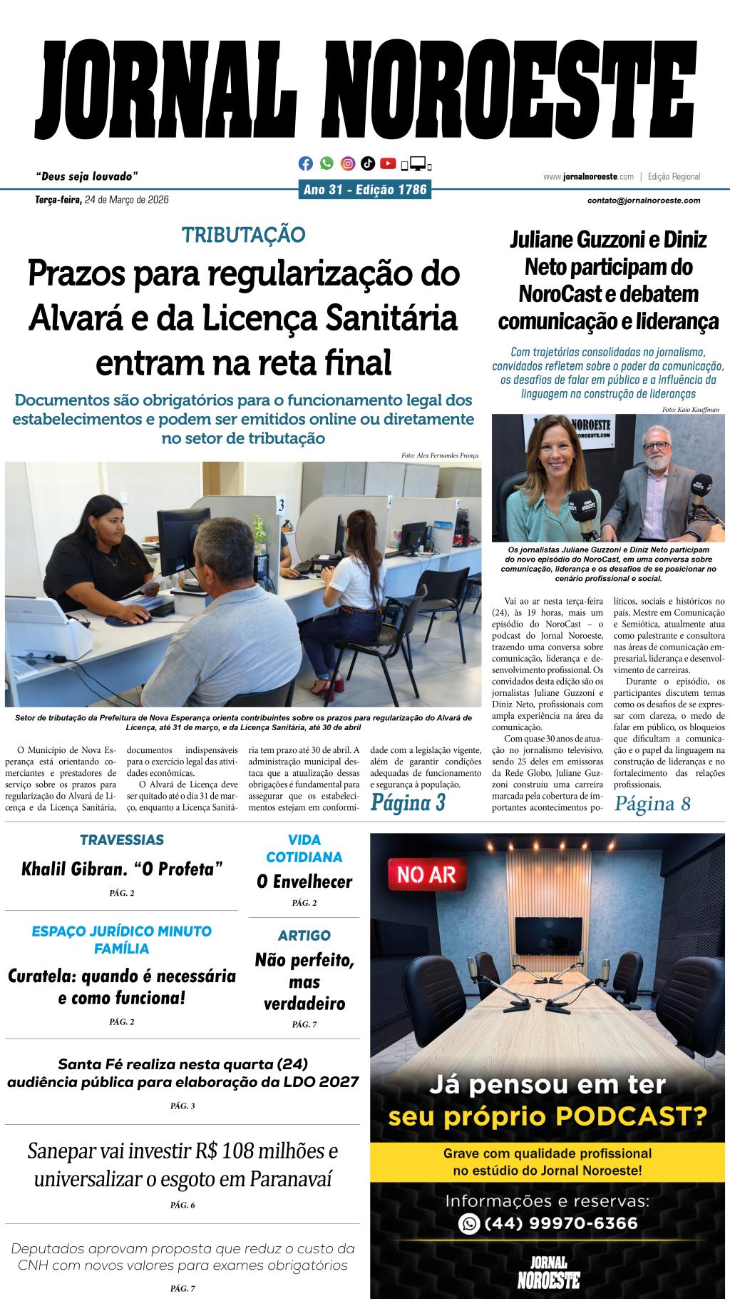 Jornal Noroeste: Edição 1786 desta terça-feira, 24 de março de...