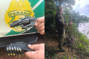 Polícia Militar Ambiental apreende revólver em acampamento clandestino às margens...