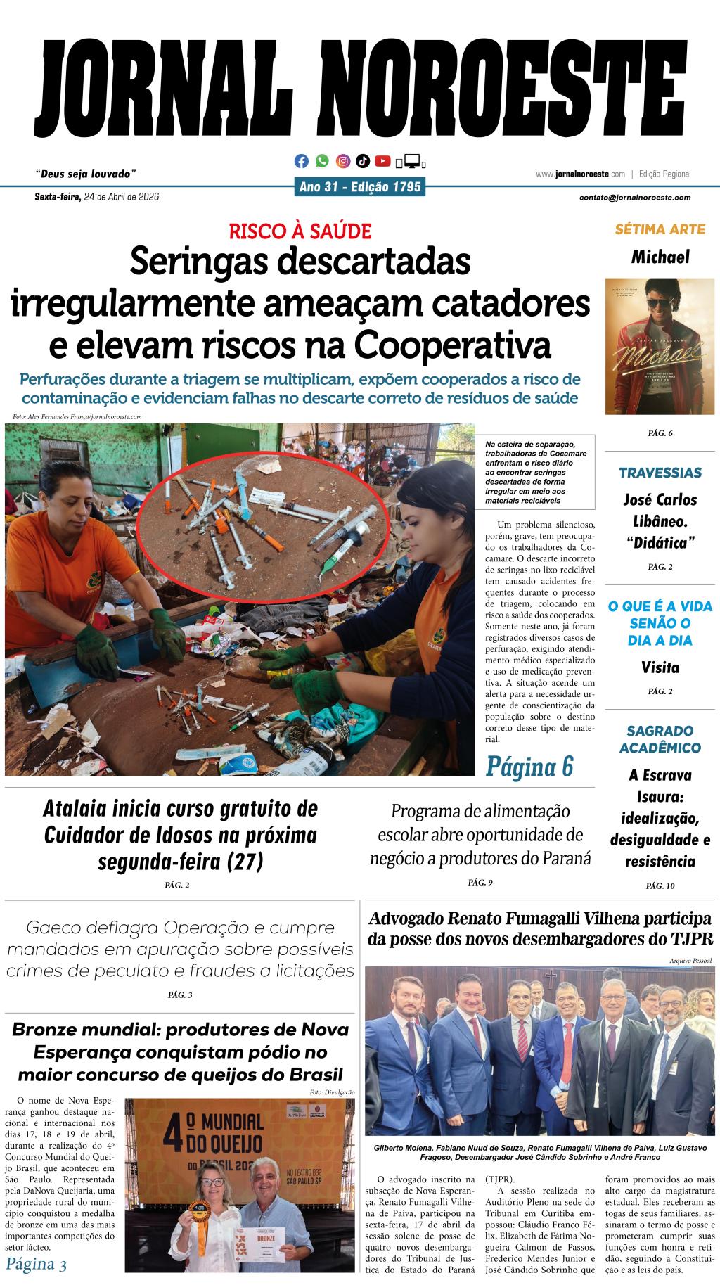 Jornal Noroeste - Edição 1795 desta sexta-feira, 24 de abril...