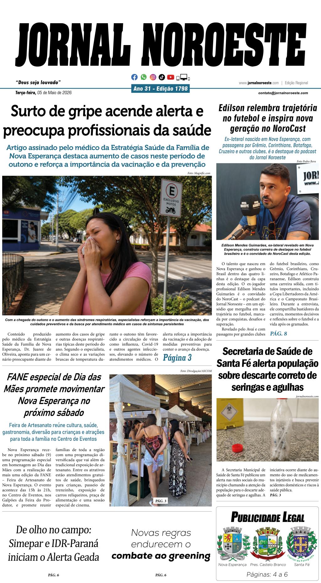Jornal Noroeste - edição 1798 desta terça-feira, 05 de maio de 2026