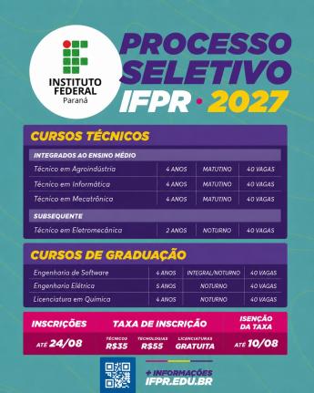 Processo seletivo IFPR 2027
