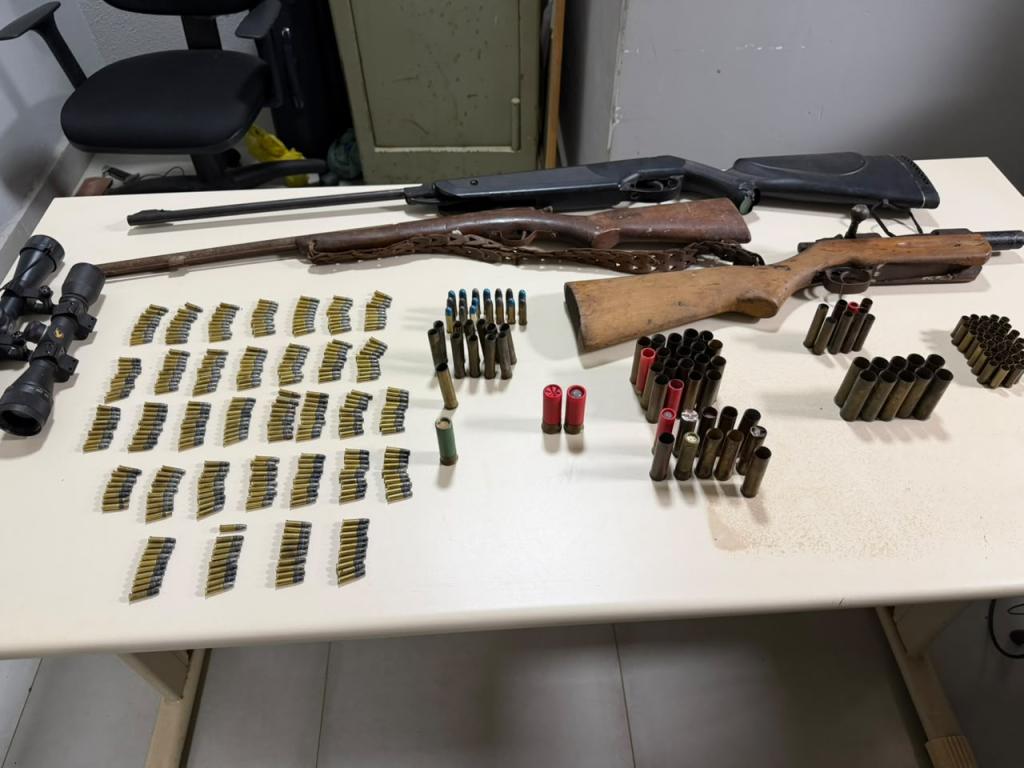 Fuzil de uso restrito e 367 munições são apreendidos durante...