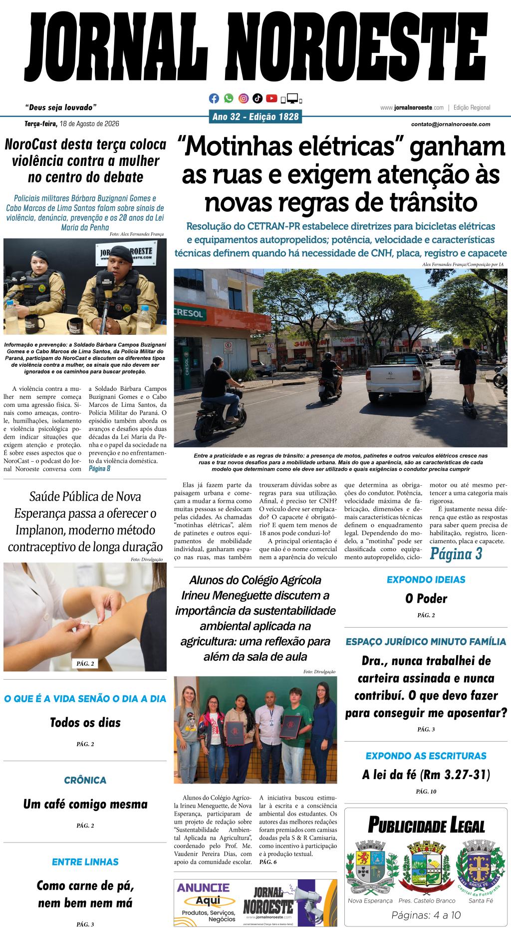 Jornal Noroeste edição nº1828 de terça-feira, 18 de agosto de...