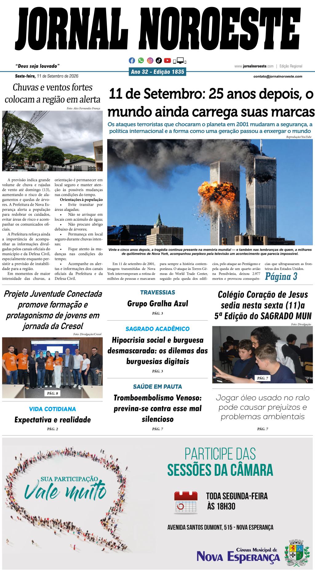Jornal Noroeste edição Nº 1835  desta sexta-feira, 11 de...