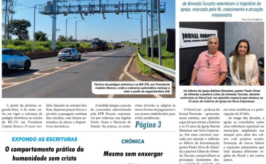 Jornal Noroeste – edição 1796 desta terça-feira, 28 de abril de 2026 - capa