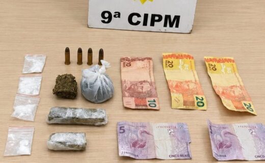 Polícia Militar prende casal e apreende drogas e munições em cidade da região - capa